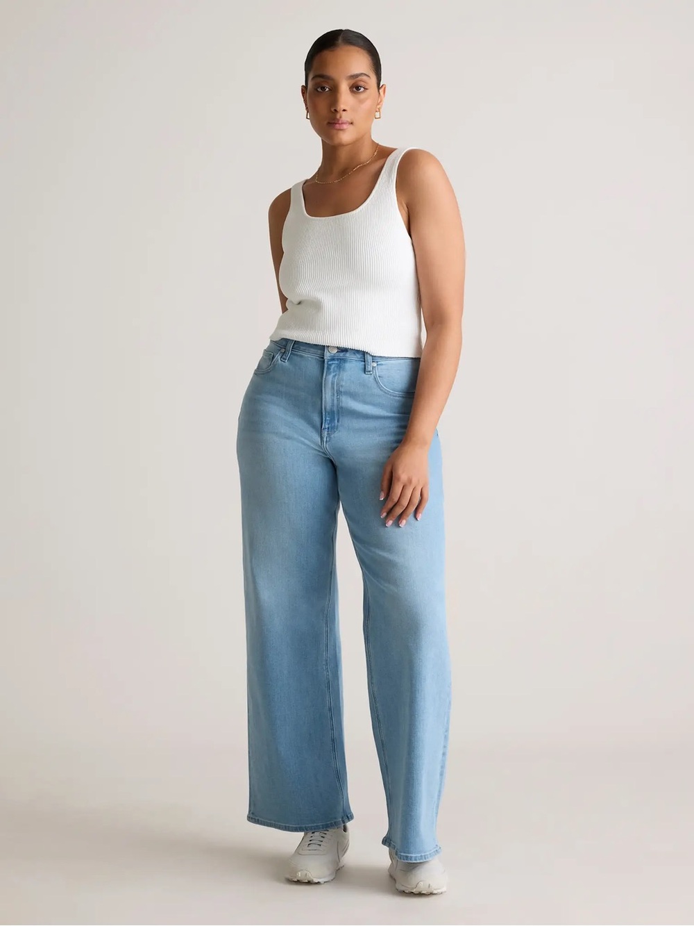 Quince Bella Stretch Wide Leg Jeans - 32" / Frosted Blue / 32